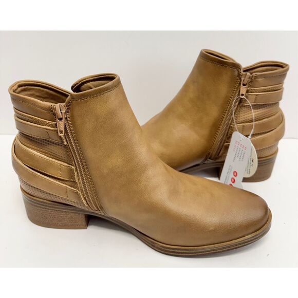 BareTraps Boots Size 8.5 Tan Ankle Booties Cushioned Insole Side Zip NEW - Picture 6 of 11